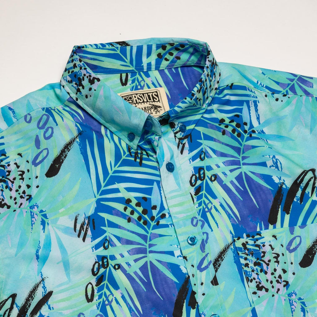 RSVLTS Aqua de Agua KUNUFLEX Short Sleeve Shirt in Blue — detail 7