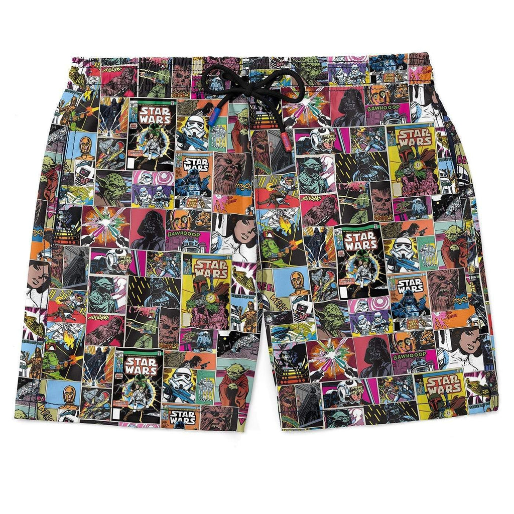 RSVLTS Comic To The Dark Side Hybrid Shorts in Multicolor — front view