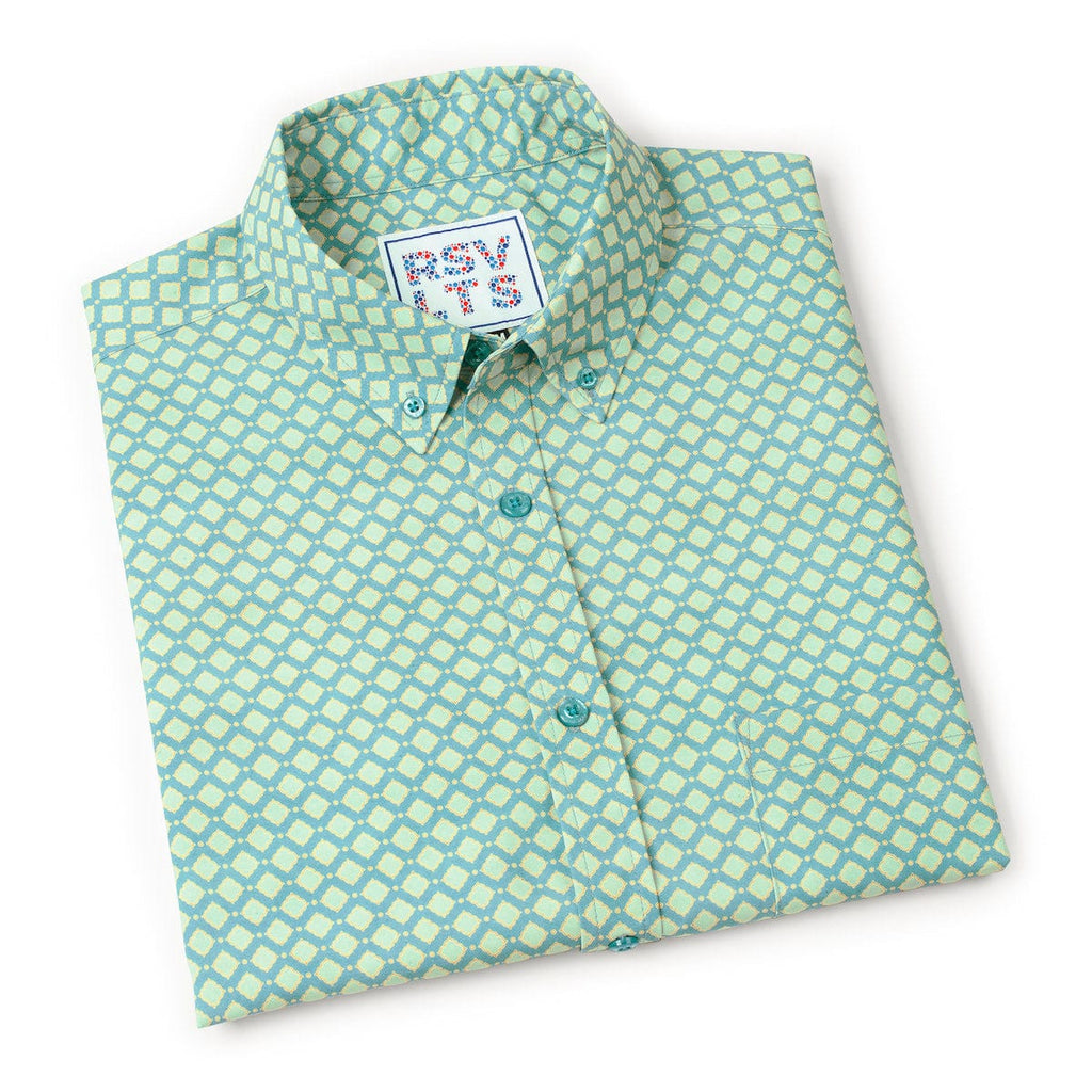 RSVLTS Sweet Tile O' Mine KUNUFLEX Short Sleeve Shirt in Green — detail 9