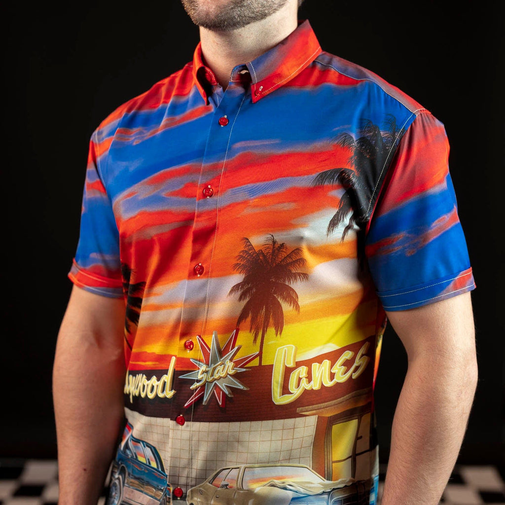 RSVLTS Strikes and Gutters KUNUFLEX Short Sleeve Shirt in Multicolor — detail 4
