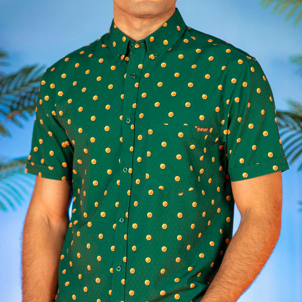 RSVLTS Dragon Balls KUNUFLEX Short Sleeve Shirt in Green — detail 6