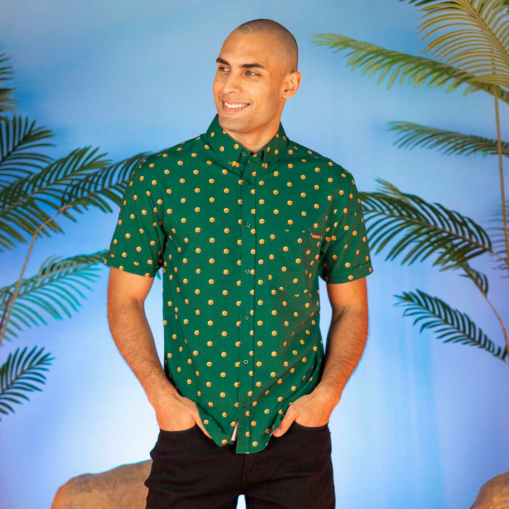 RSVLTS Dragon Balls KUNUFLEX Short Sleeve Shirt in Green — detail 4