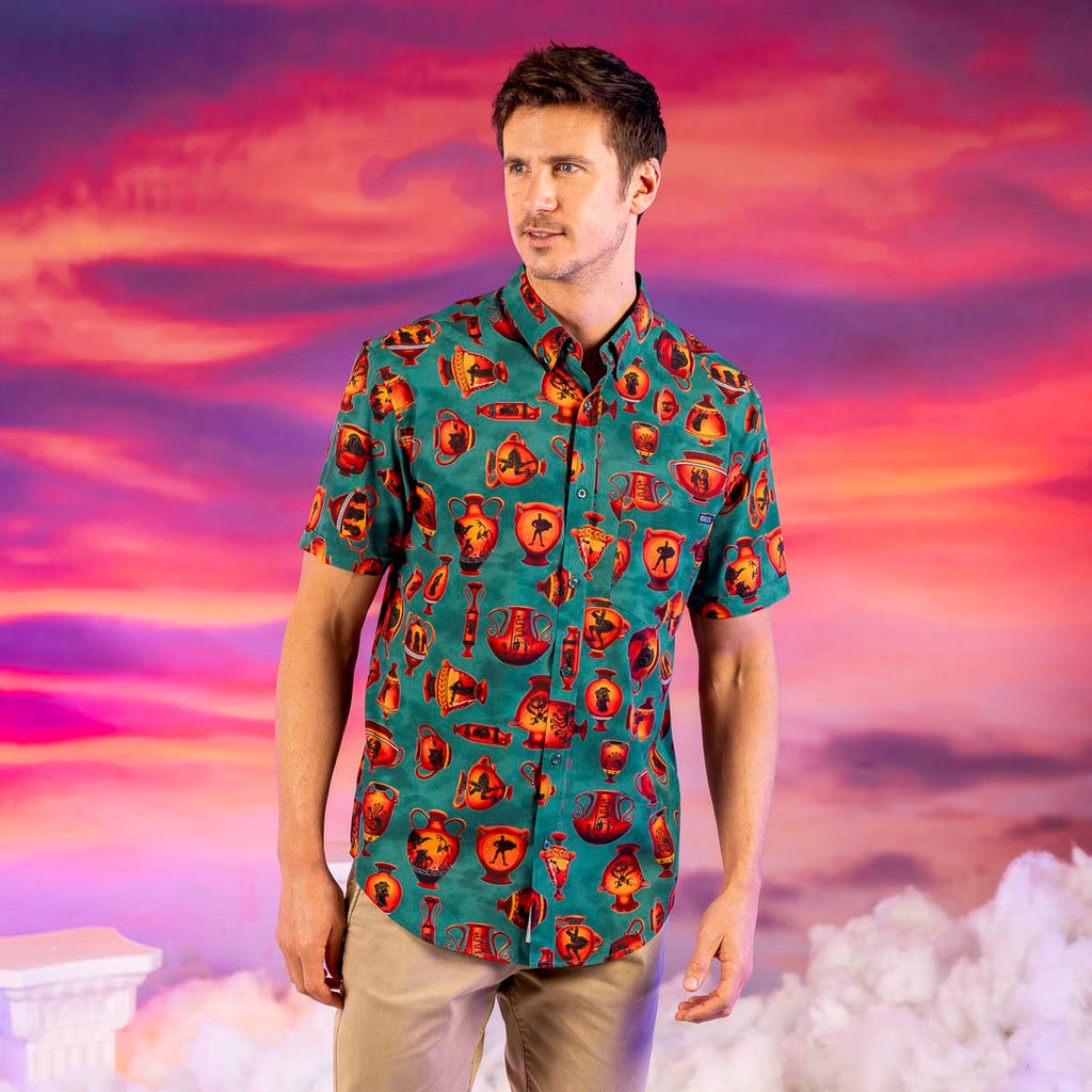 RSVLTS Vases of Valor KUNUFLEX Short Sleeve Shirt in Green — detail 5