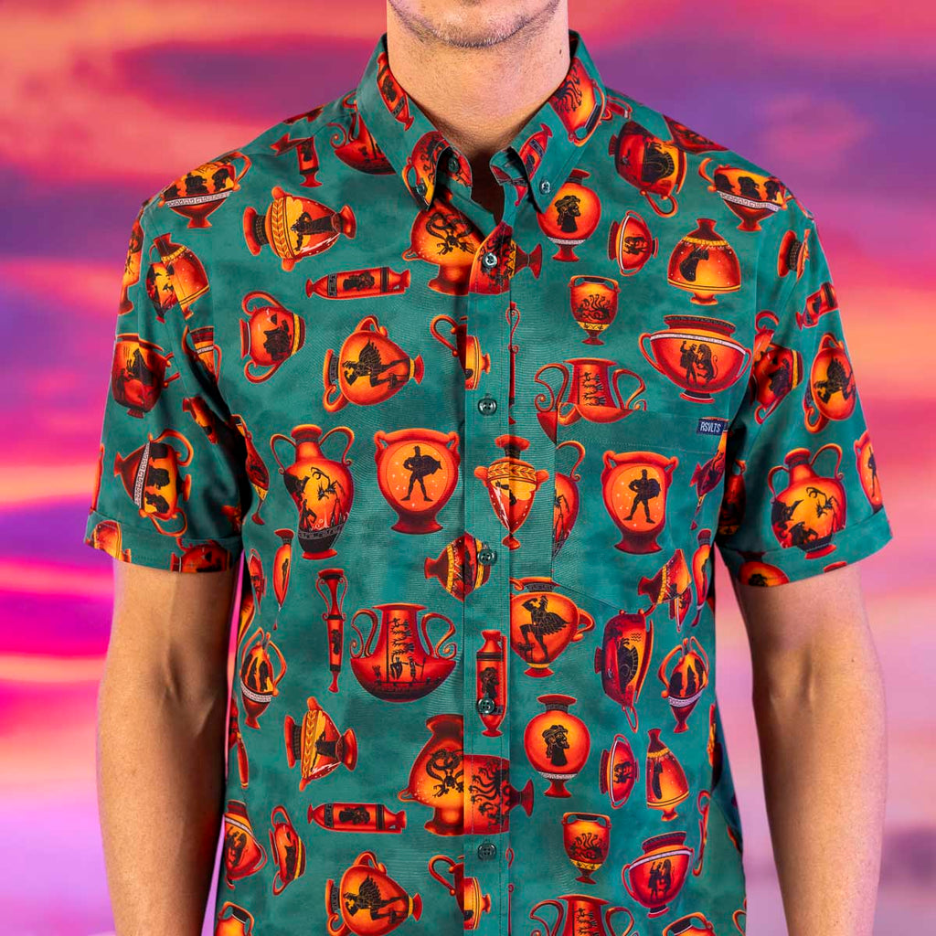 RSVLTS Vases of Valor KUNUFLEX Short Sleeve Shirt in Green — detail 7