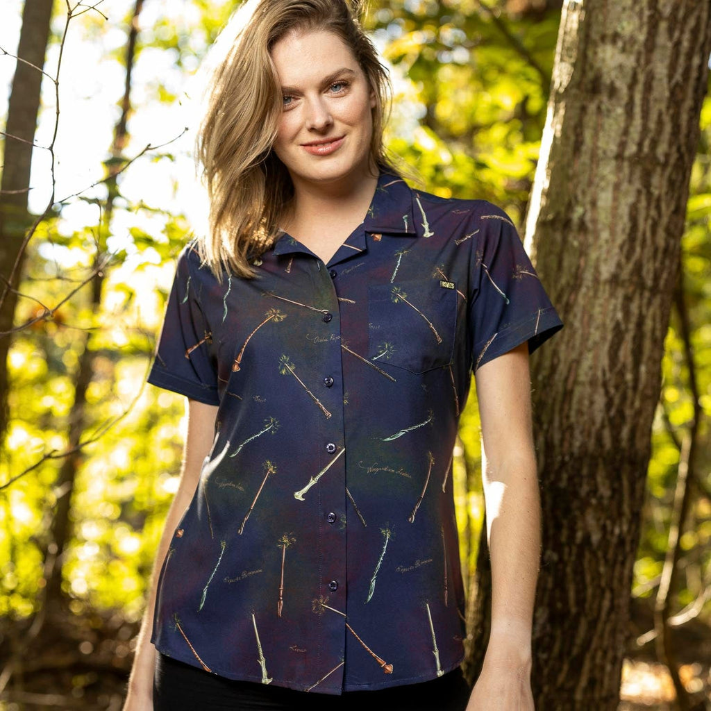 RSVLTS Ollivander’s Best Women's KUNUFLEX Short Sleeve Shirt in Blue — detail 4