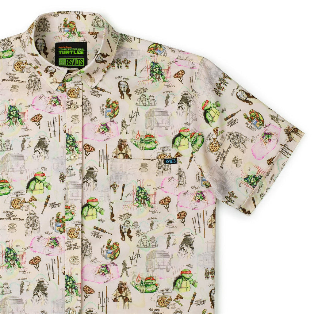 RSVLTS Heroes in a Half Sketch KUNUFLEX Short Sleeve Shirt in Neutral — front view