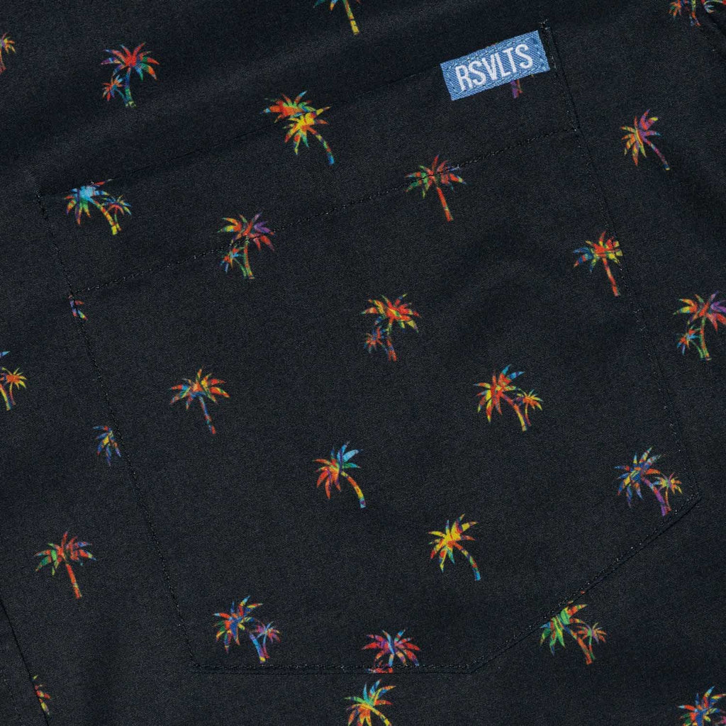 RSVLTS Party Palms KUNUFLEX Short Sleeve Shirt in Black — detail 5