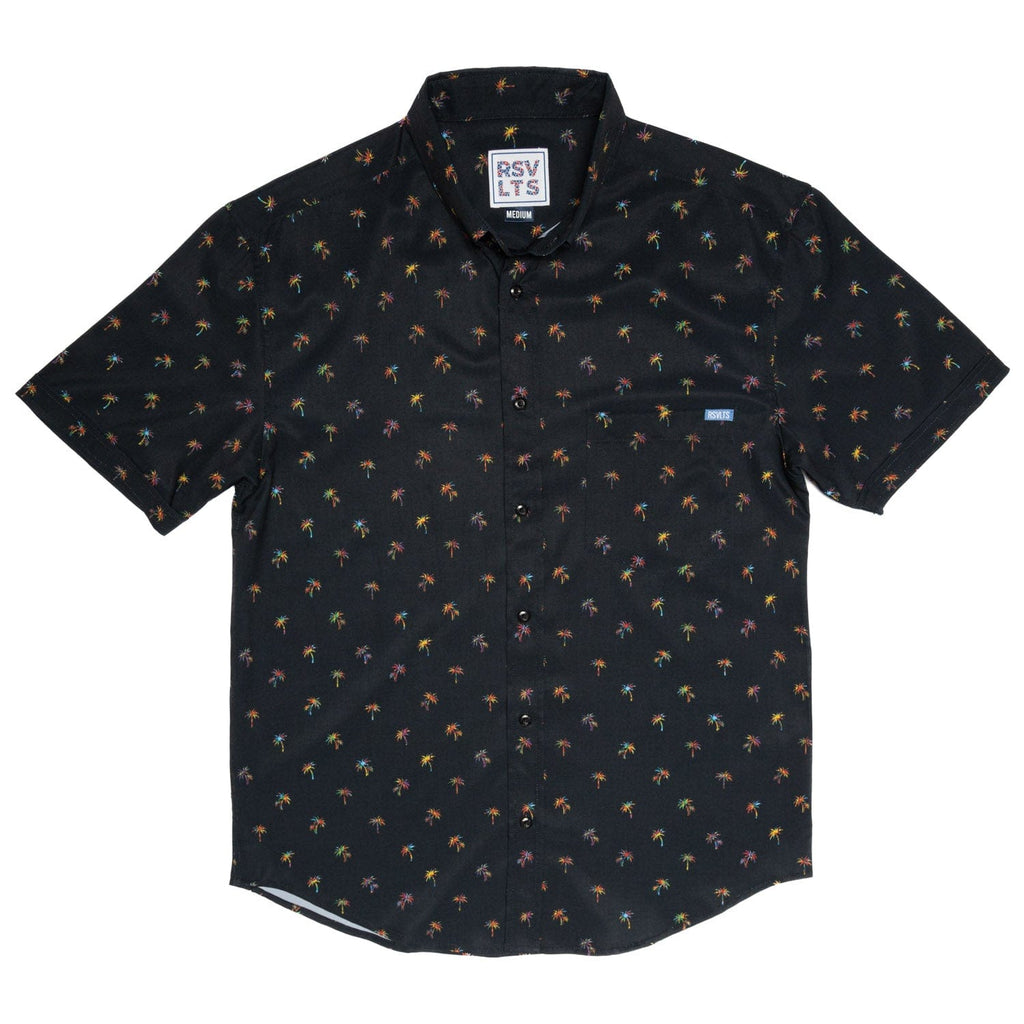 RSVLTS Party Palms KUNUFLEX Short Sleeve Shirt in Black — detail 2