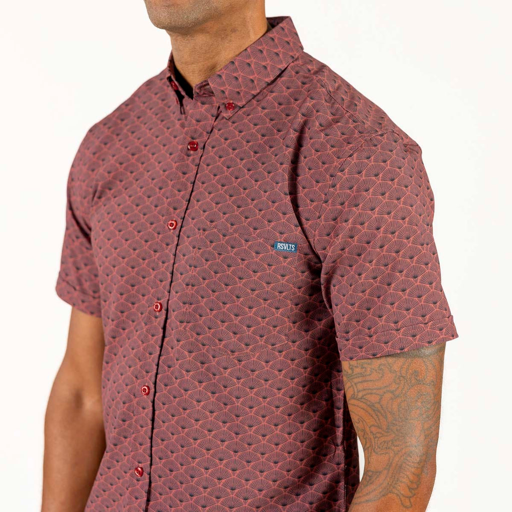 RSVLTS Array KUNUFLEX Short Sleeve Shirt in Red — detail 2