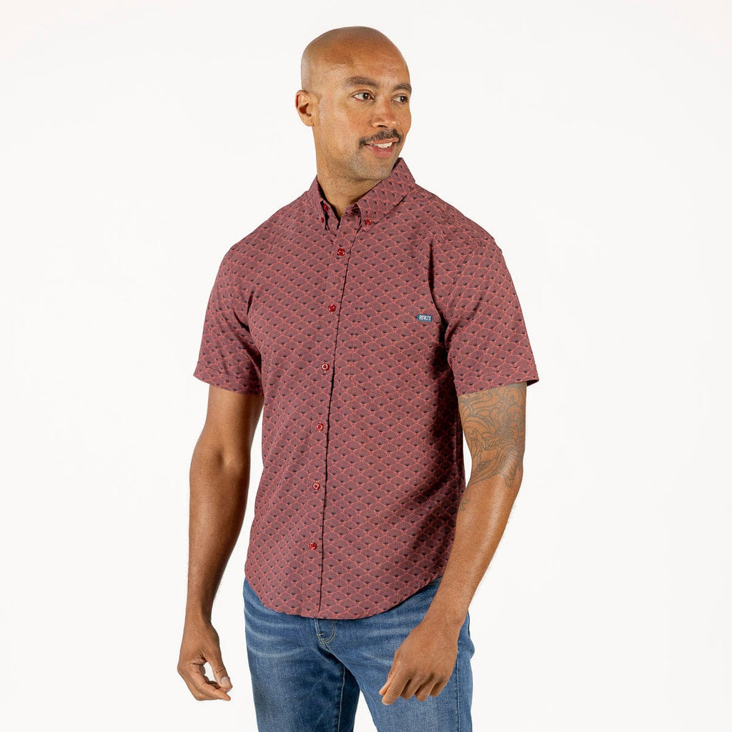 RSVLTS Array KUNUFLEX Short Sleeve Shirt in Red — detail 4