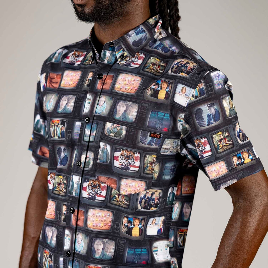 RSVLTS Strange Signals KUNUFLEX Short Sleeve Shirt in Black — detail 7