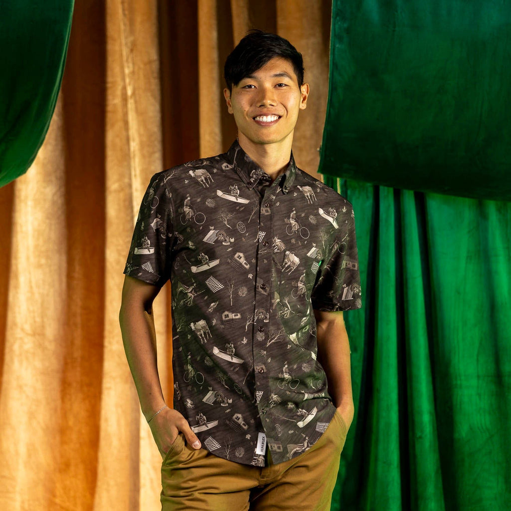 RSVLTS Wicked Winds KUNUFLEX Short Sleeve Shirt in Brown — detail 7
