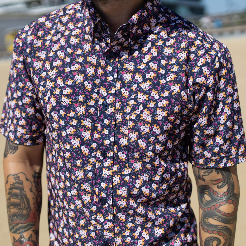 RSVLTS Flower Outage KUNUFLEX Short Sleeve Shirt in Purple — detail 3