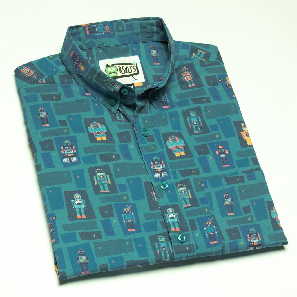 RSVLTS Atomic Automatons KUNUFLEX Short Sleeve Shirt in Green — detail 6