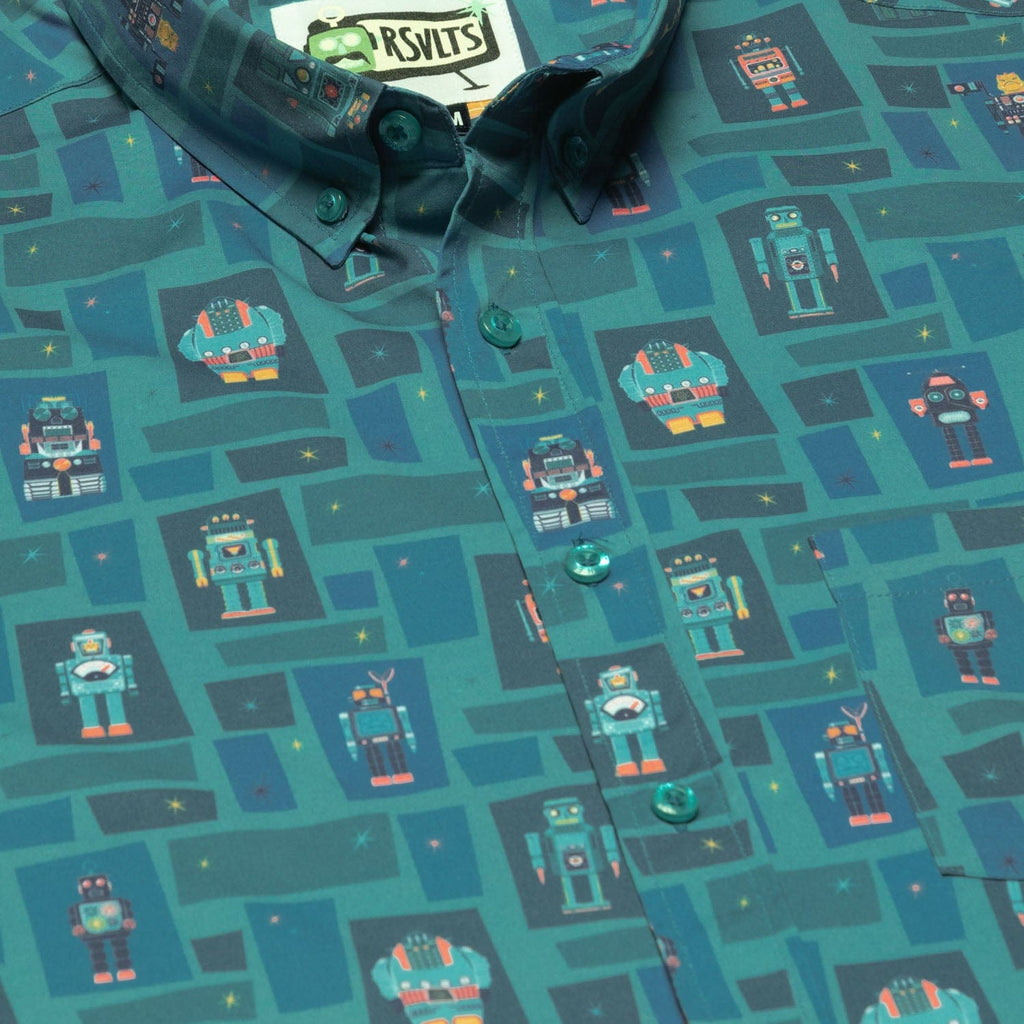 RSVLTS Atomic Automatons KUNUFLEX Short Sleeve Shirt in Green — detail 5