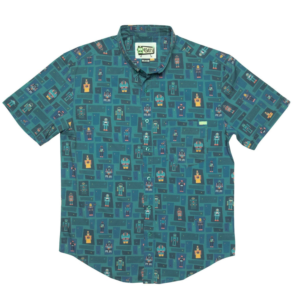 RSVLTS Atomic Automatons KUNUFLEX Short Sleeve Shirt in Green — detail 2