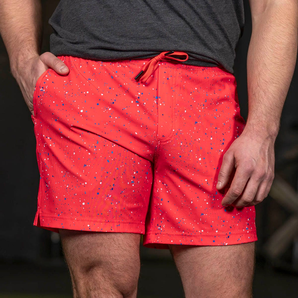 RSVLTS Splat Damon (Infrared) V1 Lined Training Shorts in Orange — detail 9