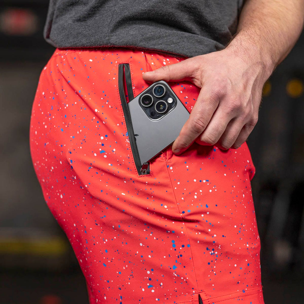 RSVLTS Splat Damon (Infrared) V1 Lined Training Shorts in Orange — detail 7