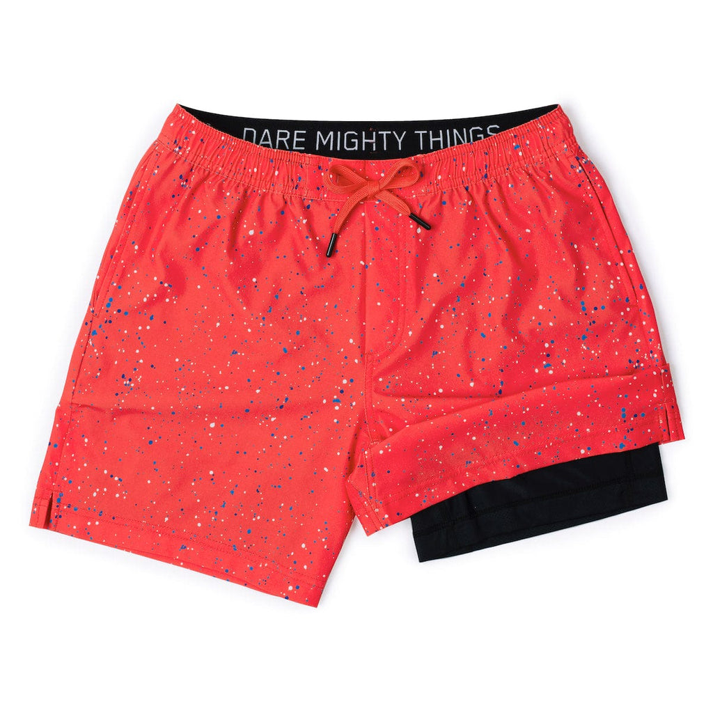 RSVLTS Splat Damon (Infrared) V1 Lined Training Shorts in Orange — front view