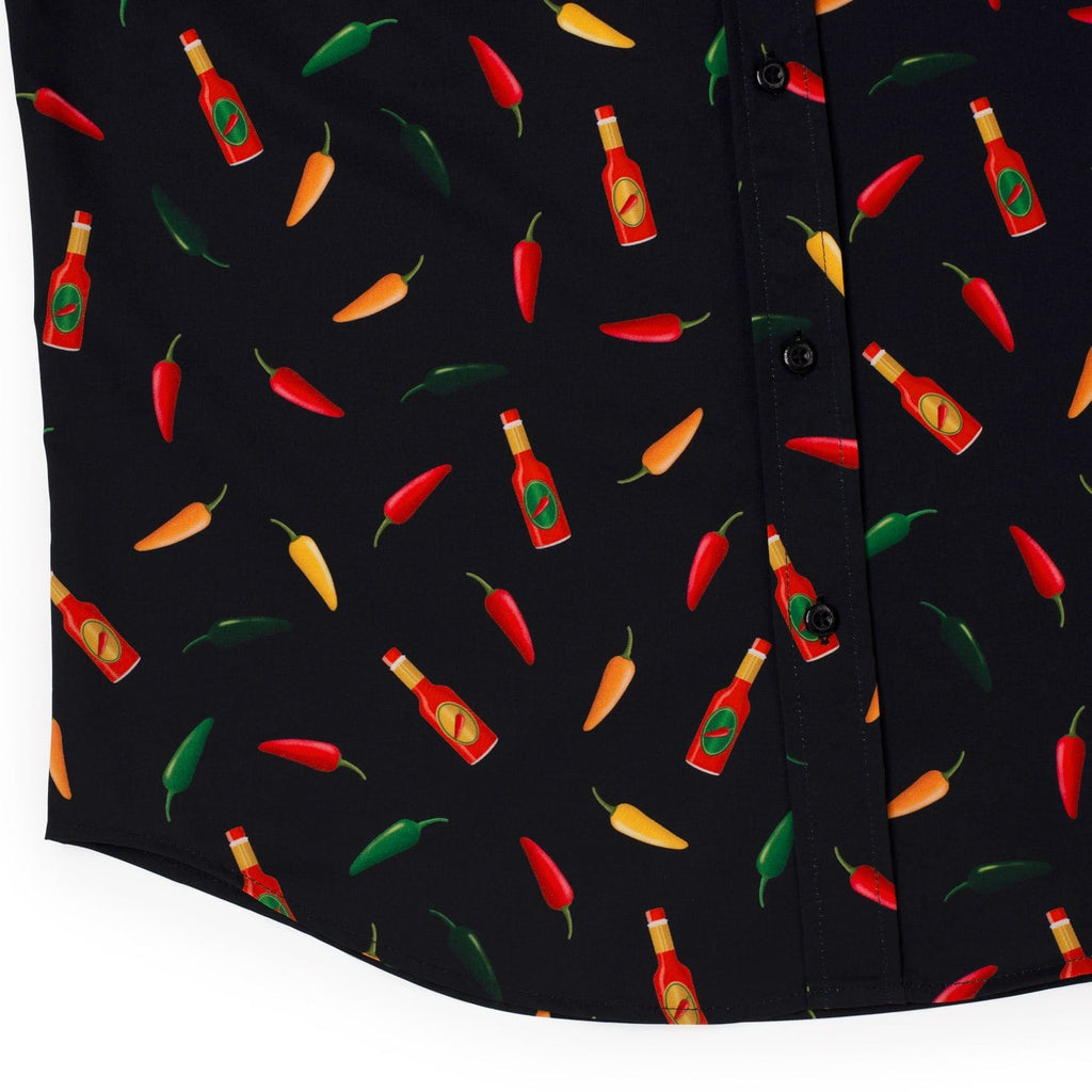 RSVLTS Chili Peppers & Hot Sauce KUNUFLEX Short Sleeve Shirt in Black — detail 5