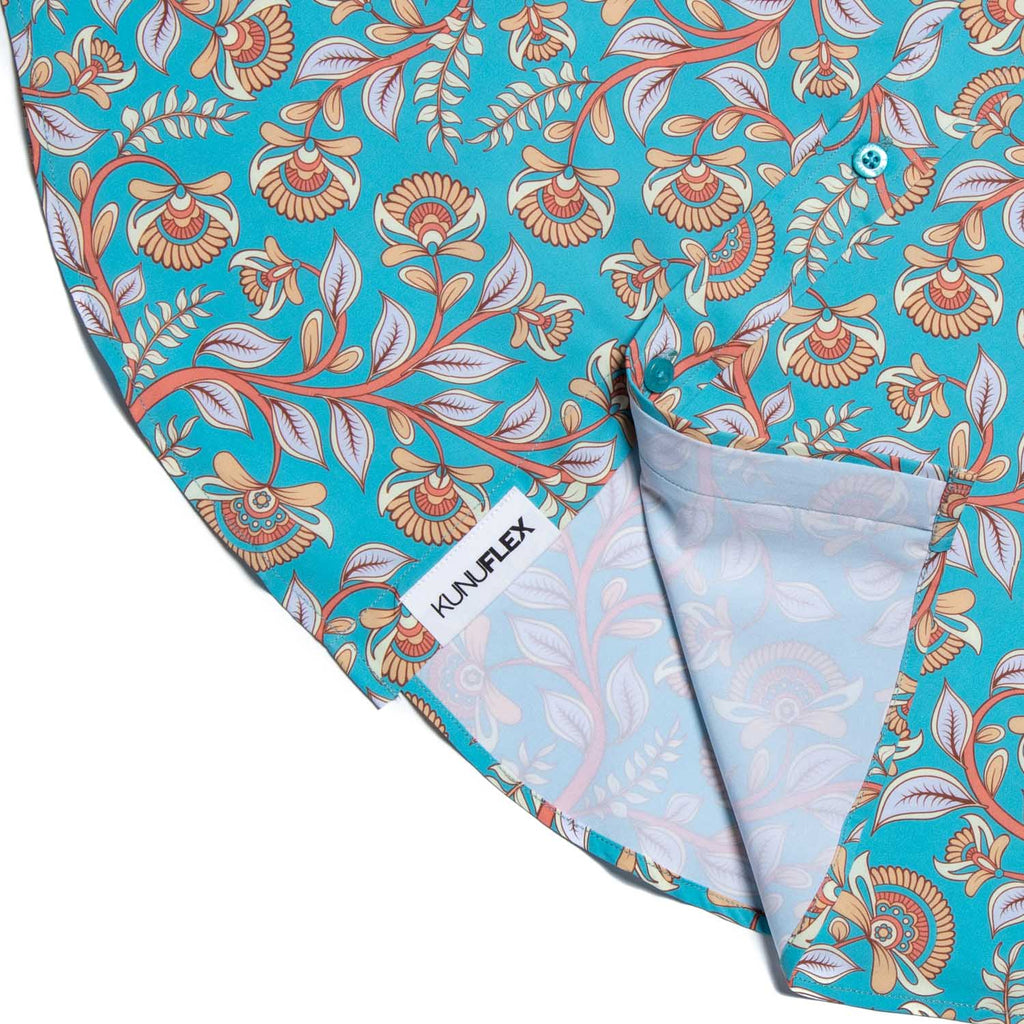 RSVLTS Kalamkari KUNUFLEX Short Sleeve Shirt in Blue — detail 8