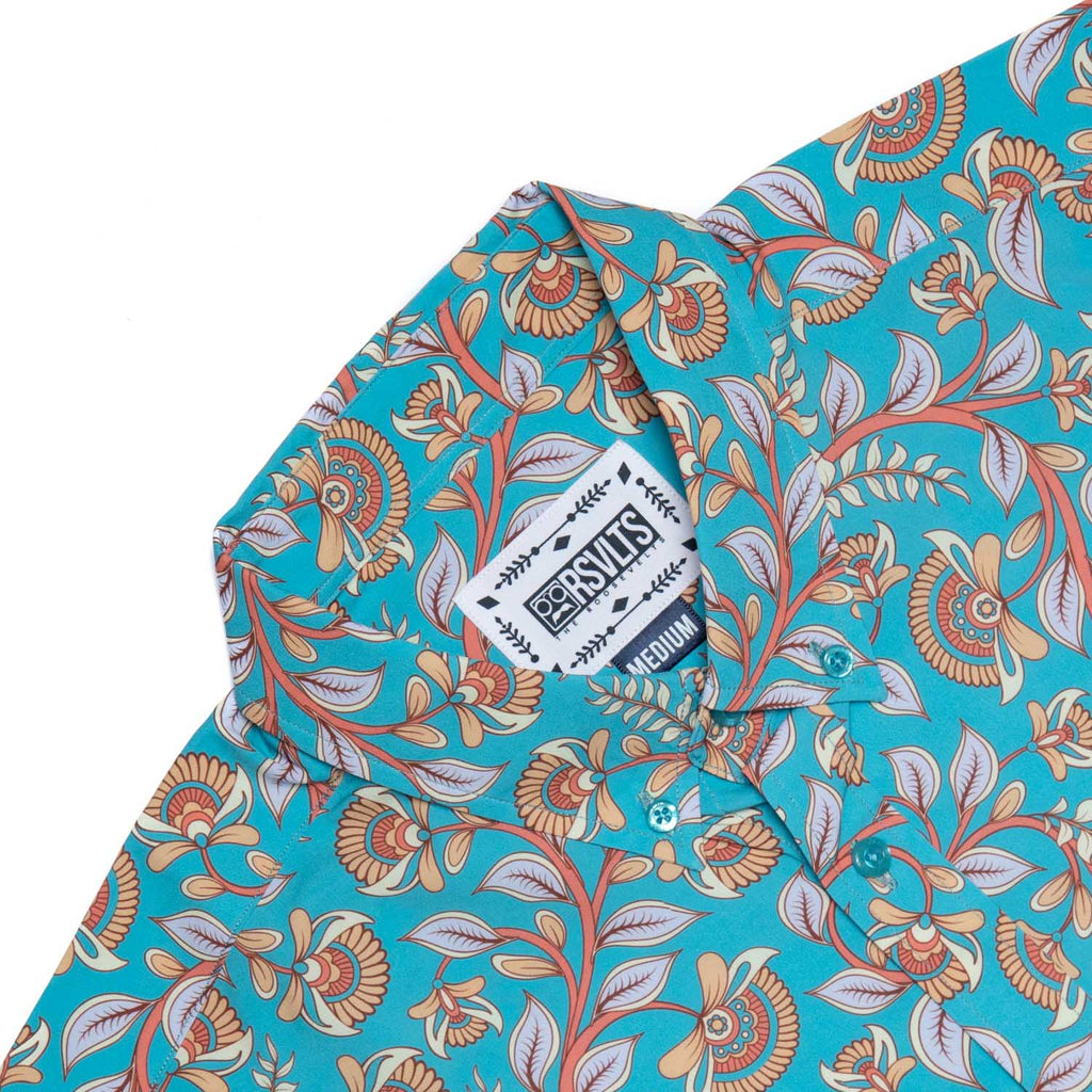 RSVLTS Kalamkari KUNUFLEX Short Sleeve Shirt in Blue — detail 5