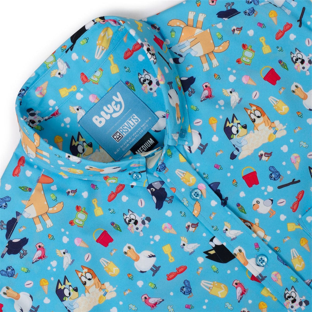 RSVLTS Beach Day KUNUFLEX Short Sleeve Shirt in Blue — detail 8