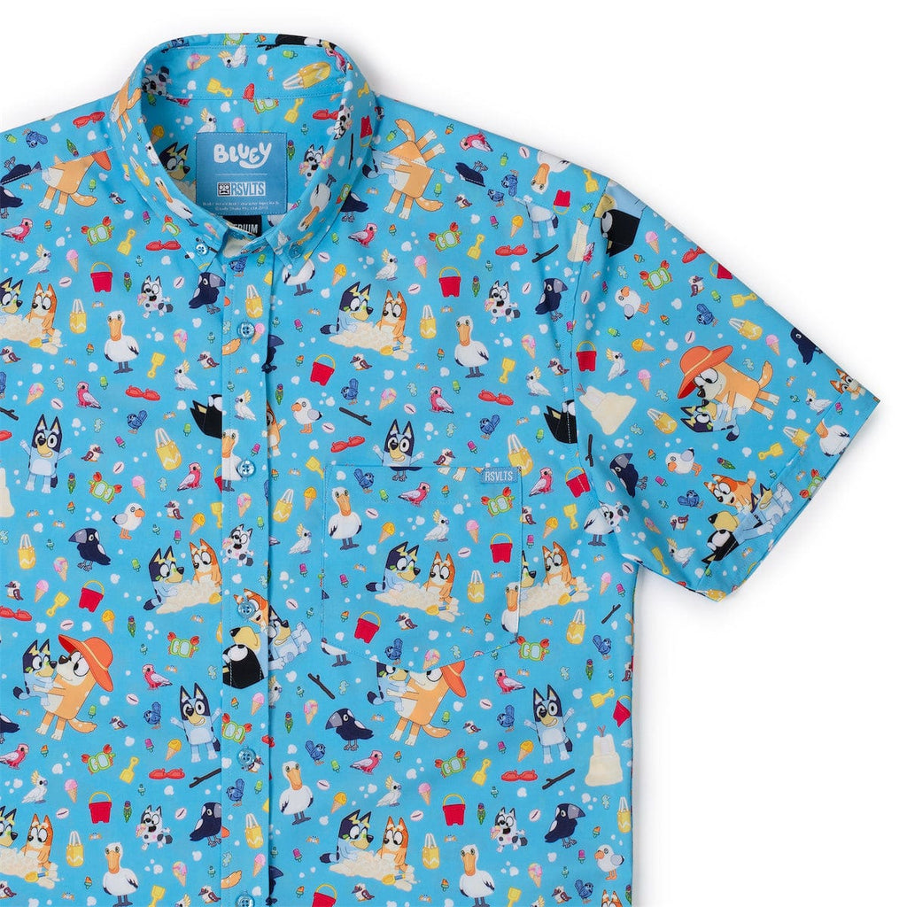 RSVLTS Beach Day KUNUFLEX Short Sleeve Shirt in Blue — front view