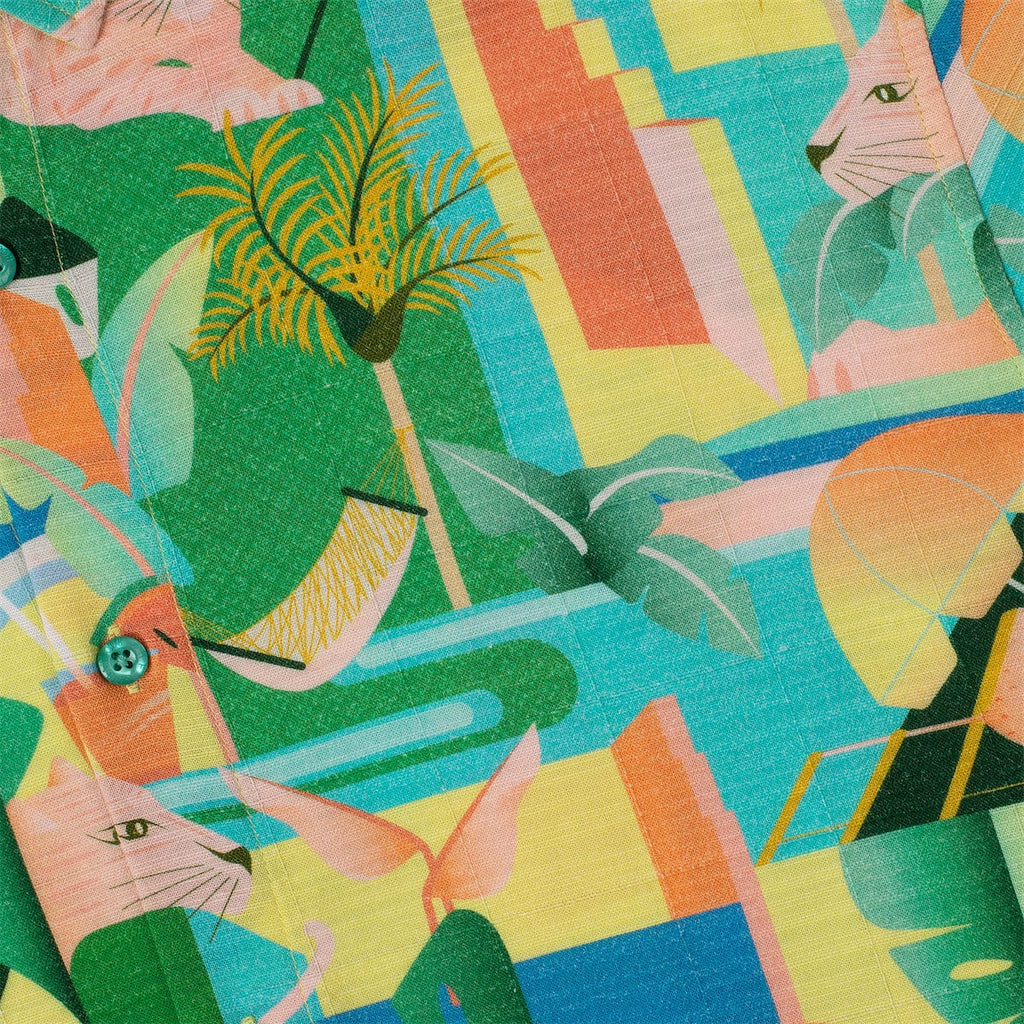 RSVLTS Big Cat Cabana Bamboo Short Sleeve Shirt in Multicolor — detail 6