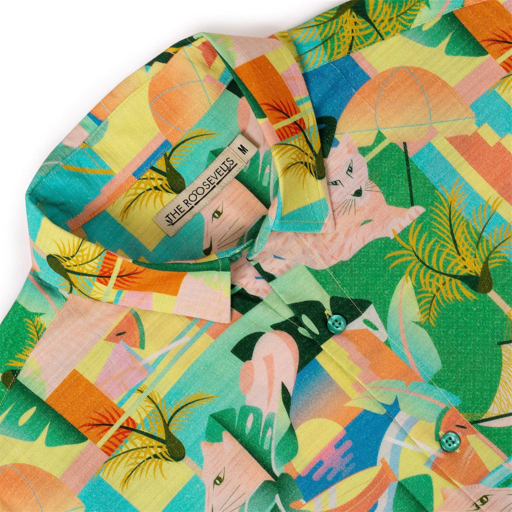 RSVLTS Big Cat Cabana Bamboo Short Sleeve Shirt in Multicolor — detail 9