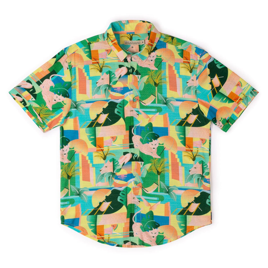 RSVLTS Big Cat Cabana Bamboo Short Sleeve Shirt in Multicolor — detail 7