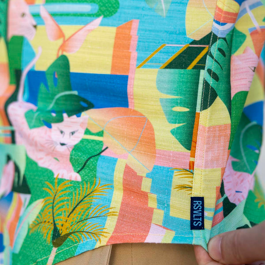 RSVLTS Big Cat Cabana Bamboo Short Sleeve Shirt in Multicolor — detail 8