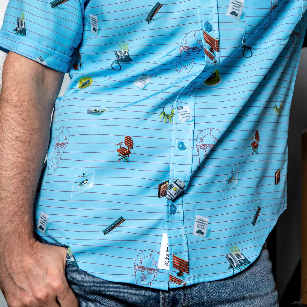 RSVLTS Dammit, Jim! KUNUFLEX Short Sleeve Shirt in Blue — detail 6