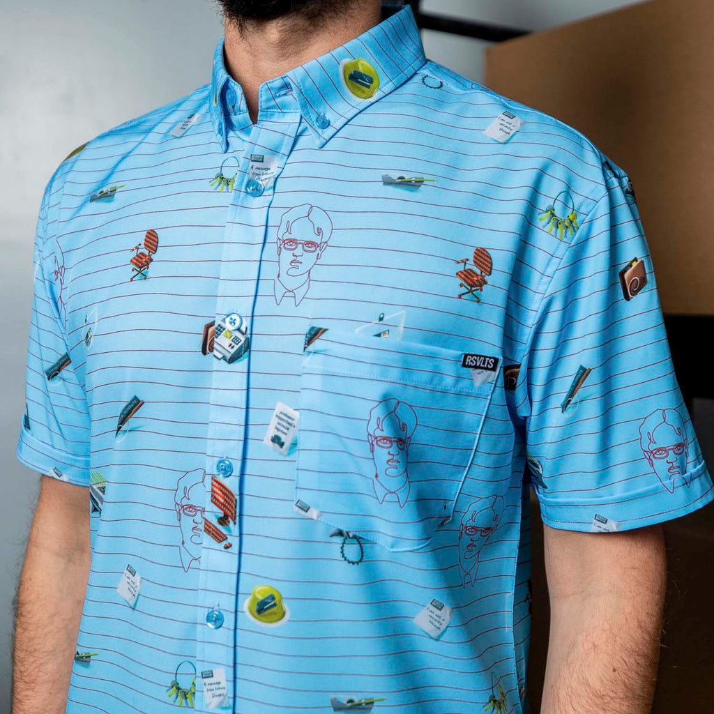 RSVLTS Dammit, Jim! KUNUFLEX Short Sleeve Shirt in Blue — detail 4