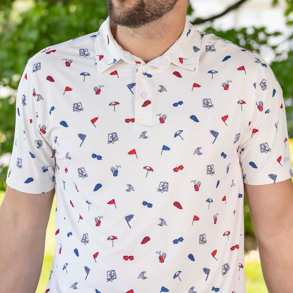 RSVLTS Let Freedom Swing All-Day Polo in Blue — front view