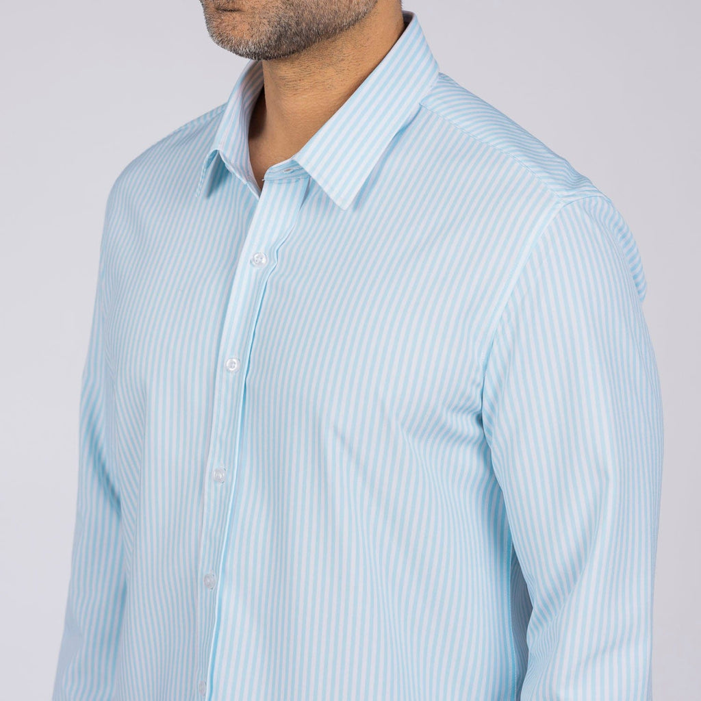 RSVLTS The Woodwind Good Looks KUNUFLEX Dress Shirt in Blue — front view