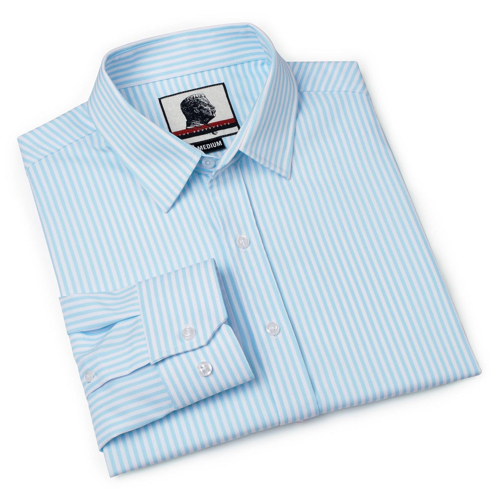 RSVLTS The Woodwind Good Looks KUNUFLEX Dress Shirt in Blue — detail 11