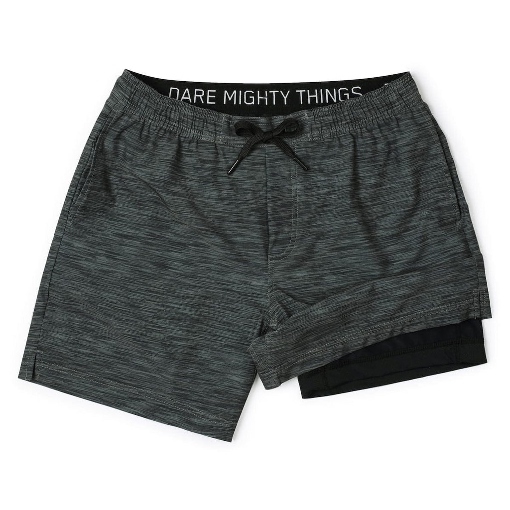 RSVLTS Heather Black V1 Lined Training Shorts in Black — front view