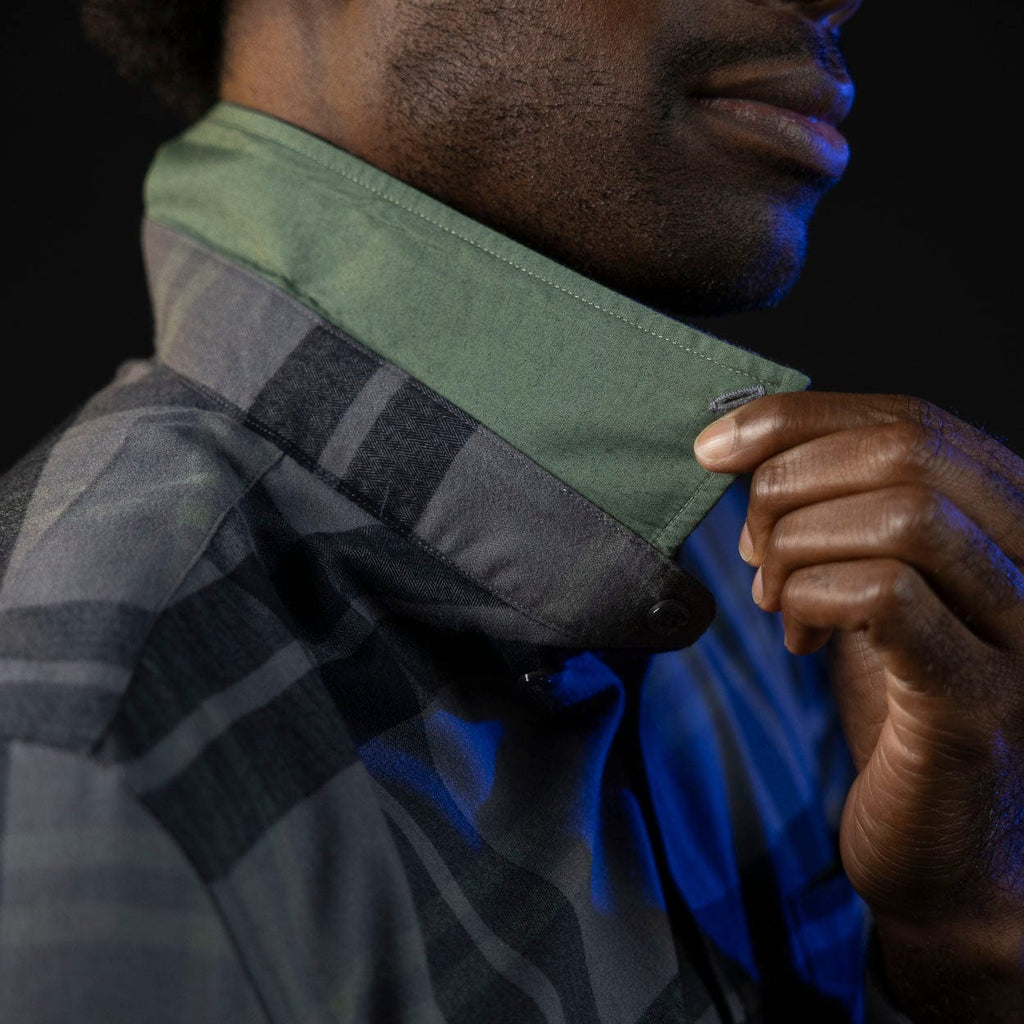 RSVLTS Return of the Plaid BorlandFlex Long Sleeve Flannel in Gray — detail 5