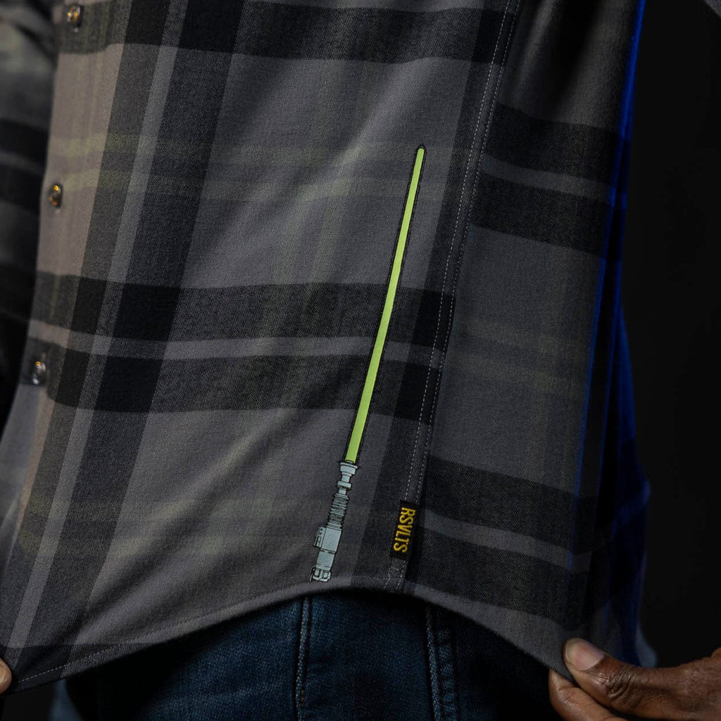 RSVLTS Return of the Plaid BorlandFlex Long Sleeve Flannel in Gray — detail 6