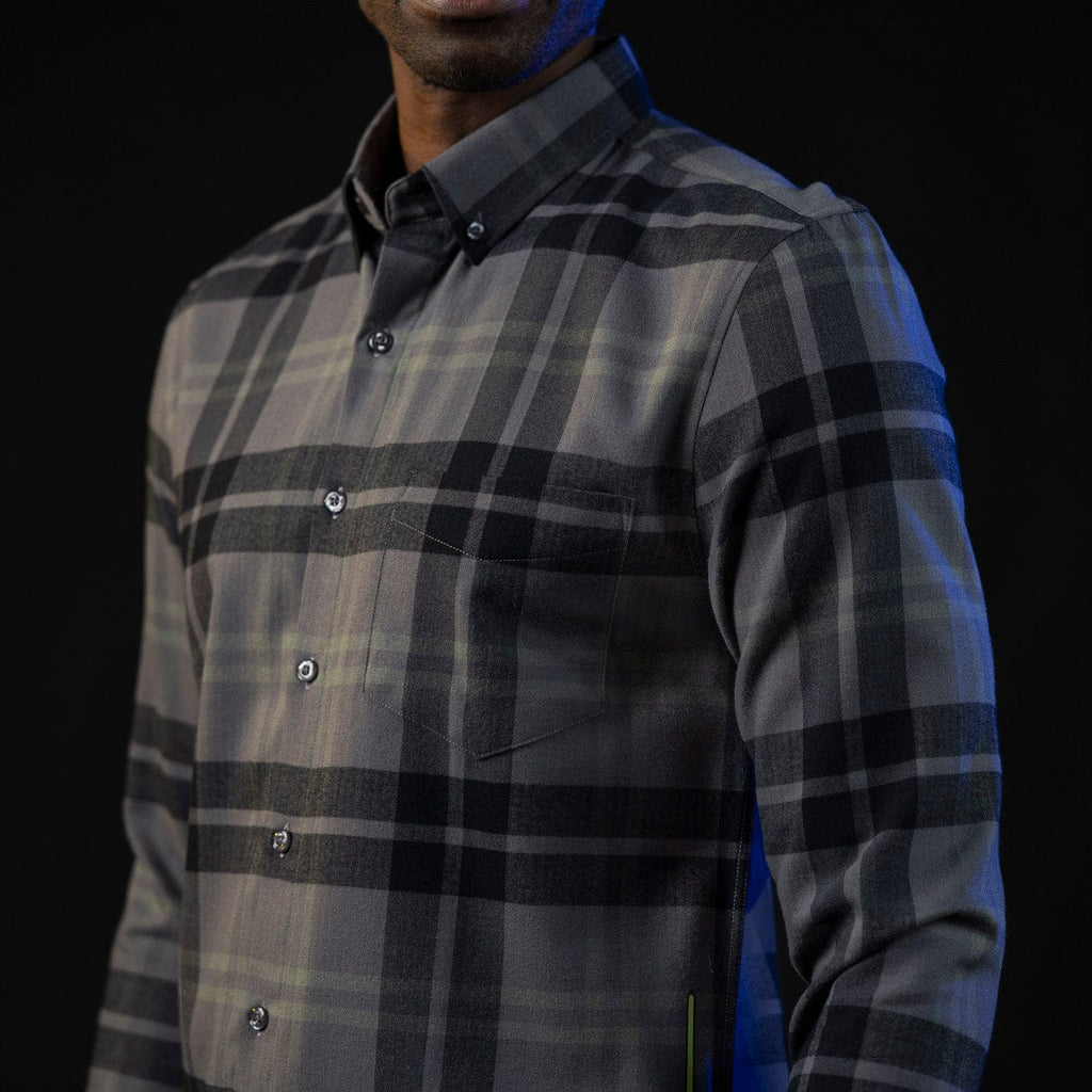 RSVLTS Return of the Plaid BorlandFlex Long Sleeve Flannel in Gray — detail 4