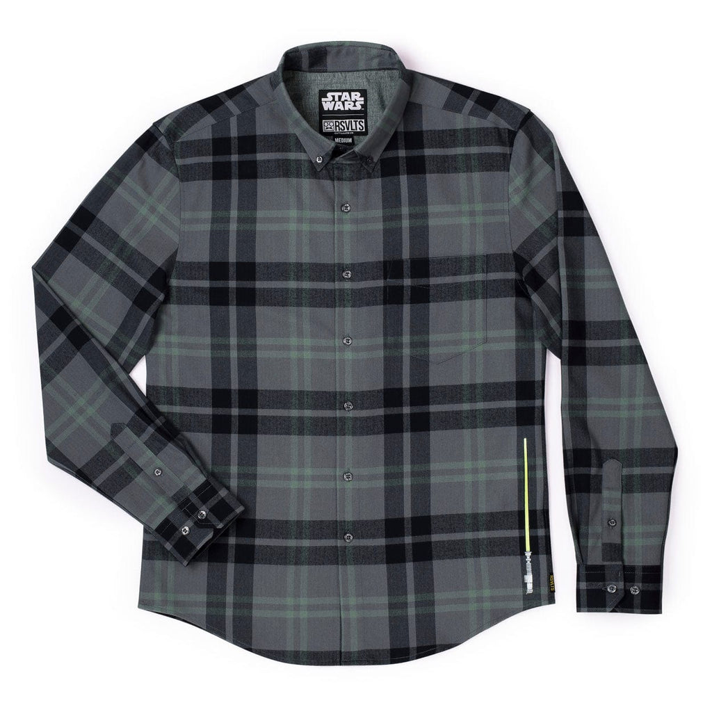 RSVLTS Return of the Plaid BorlandFlex Long Sleeve Flannel in Gray — front view