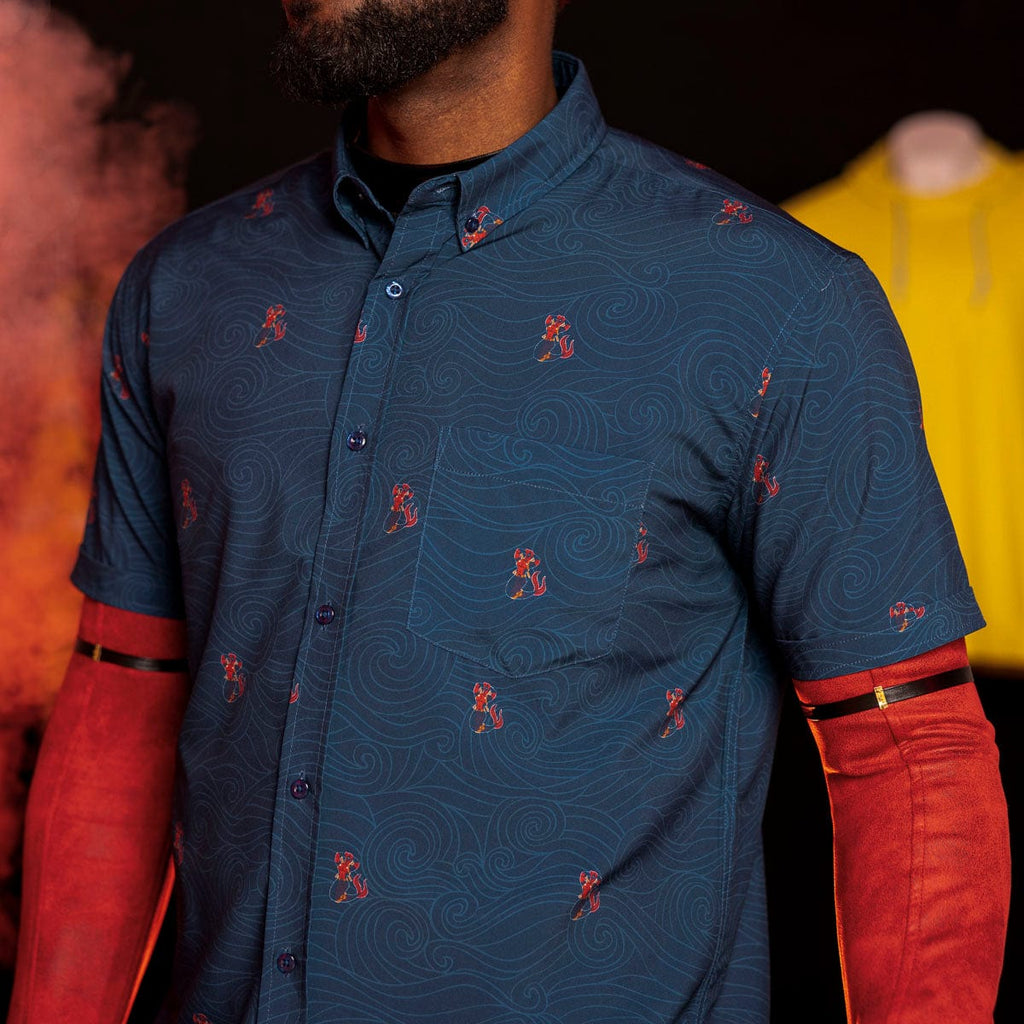 RSVLTS Merc-maid KUNUFLEX Short Sleeve Shirt in Blue — detail 9