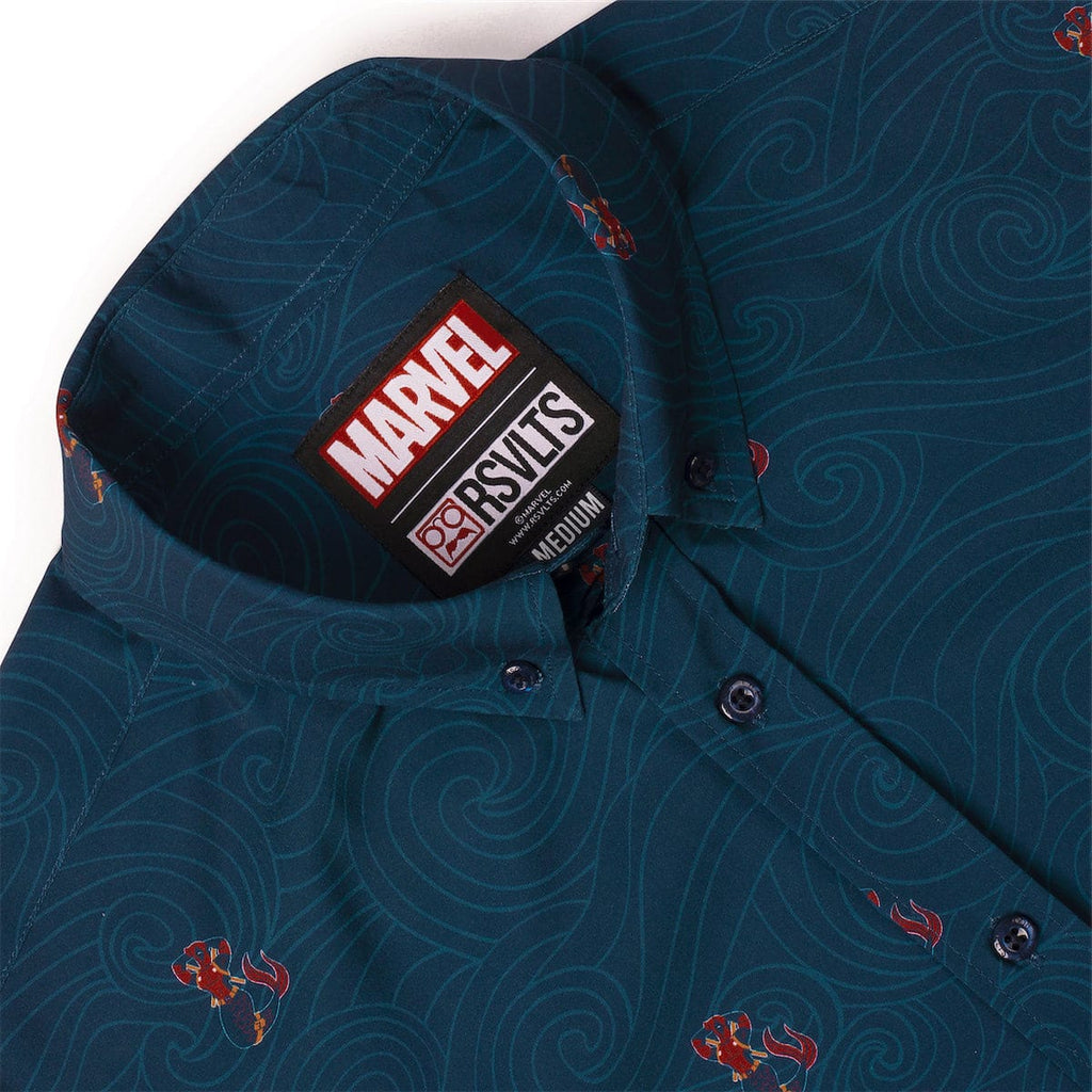 RSVLTS Merc-maid KUNUFLEX Short Sleeve Shirt in Blue — detail 12
