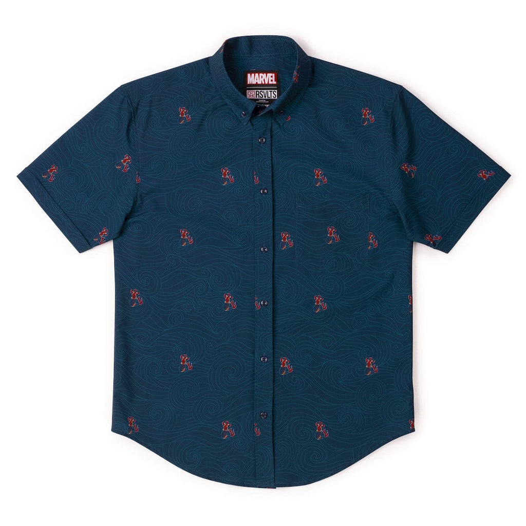 RSVLTS Merc-maid KUNUFLEX Short Sleeve Shirt in Blue — detail 10