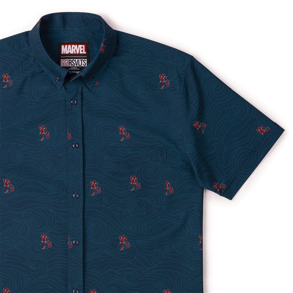 RSVLTS Merc-maid KUNUFLEX Short Sleeve Shirt in Blue — detail 6
