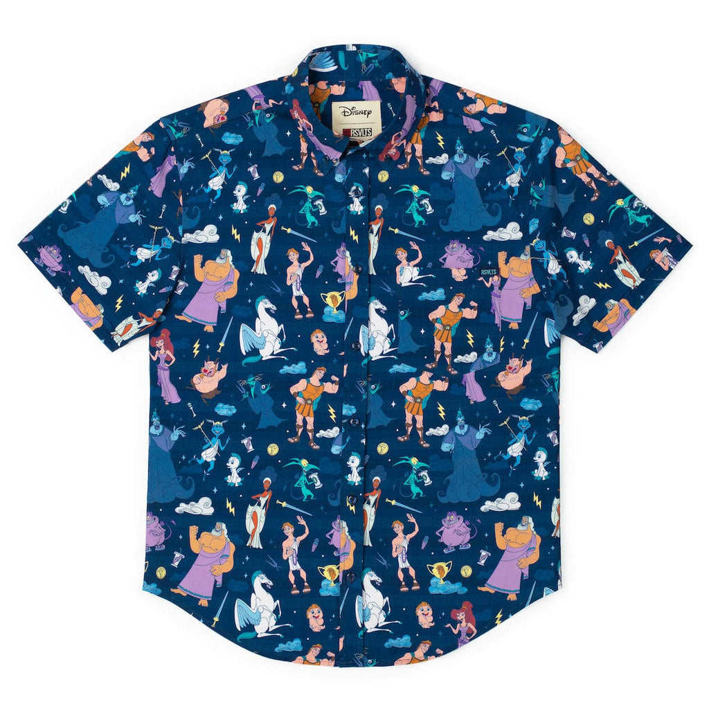 RSVLTS Grecian Gallery KUNUFLEX Short Sleeve Shirt in Blue — detail 8