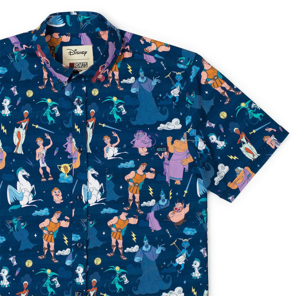 RSVLTS Grecian Gallery KUNUFLEX Short Sleeve Shirt in Blue — front view
