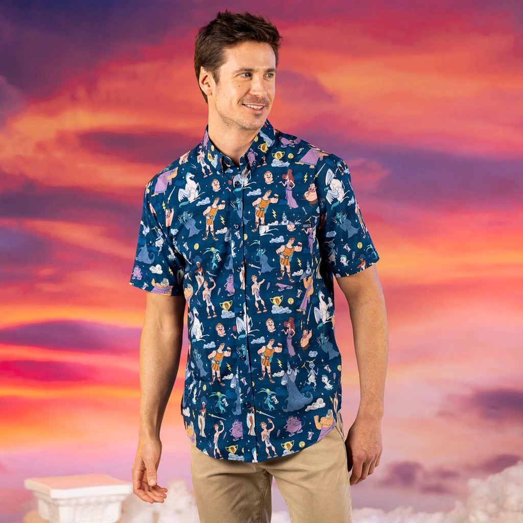RSVLTS Grecian Gallery KUNUFLEX Short Sleeve Shirt in Blue — detail 5