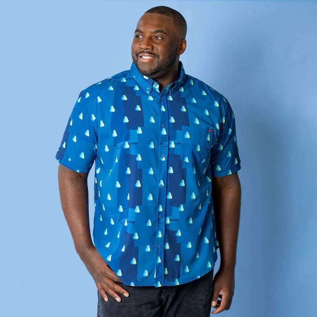 RSVLTS Soul Cat KUNUFLEX Short Sleeve Shirt in Blue — detail 3